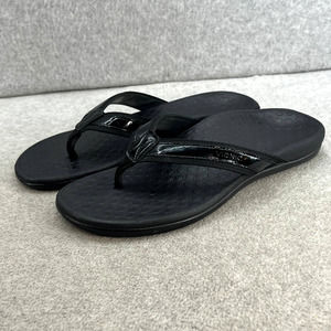 Vionic Tide II Leather Toe Post Flip Flop Sandal - Black - Women Size 8
